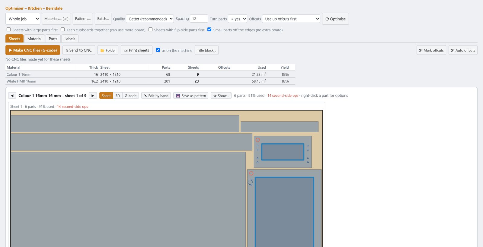 Sheet optimiser
